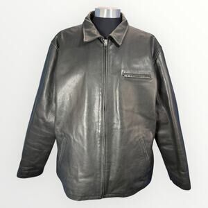 Vintage 90's Polo Sport Ralph Lauren Black Leather Jacket Bomber Mens size XXL